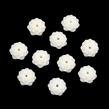 Synthetic Coral Carved Beads, Flower, Ghost White, 12.5x7mm, Hole: 1.5mm