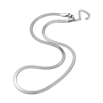 304 Stainless Steel Herringbone Chain Necklaces, Stainless Steel Color, 17.72~18.50 inch(45~47cm)