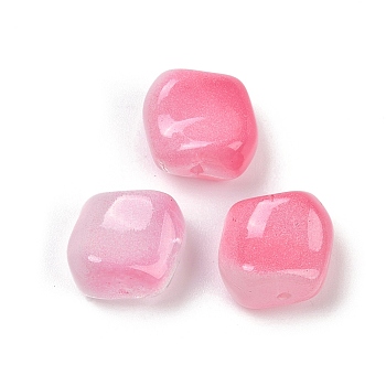 Transparent Glass Beads, Nuggets, Baking Paint, Pale Violet Red, 10.5x12x8mm, Hole: 1mm