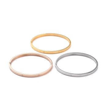 3Pcs 3 Color Ion Plating(IP) 304 Stainless Steel 12 Constellations Bangles for Women, Mixed Color, Inner Diameter: 2x2-3/8 inch(5x6.15cm), 1pc/color