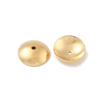 Brass Bead Caps, Flat Round, Real 16K Gold Plated, 8x2mm, Hole: 1mm