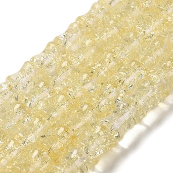Transparent Crackle Glass Beads Strands, Bamboo Joint, Light Khaki, 8x10.5mm, Hole: 1.7mm, about 38pcs/strand, 15.35''(39cm)