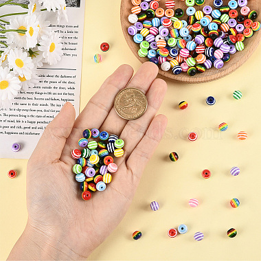 200Pcs Lined Round Resin Beads(RESI-SP0001-44)-4