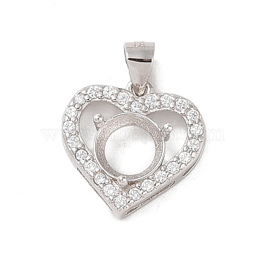 Real Platinum Plated Heart Sterling Silver+Cubic Zirconia Pendants