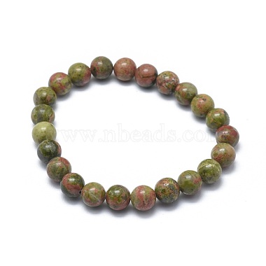 Bracelets extensibles de perles naturelles unakite(X-BJEW-K212-A-006)-2