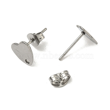 変色しない304ステンレススチール製ハートスタッドイヤリング金具(STAS-R063-37)-2