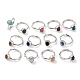 Oval Natural Mixed Stone Adjustable Rings(RJEW-Q817-04P)-1