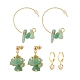 3 Pairs 3 Style Natural Green Aventurine Chips Beaded Cluster Dangle Stud & Leverback Earrings(EJEW-JE04895-05)-1