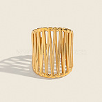 304 Stainless Steel Cross Design Open Cuff Rings for Women, Real 18K Gold Plated, 25mm, Inner Diameter: 18mm(QC9430)
