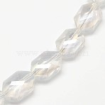 Faceted Hexagon Electroplate Glass Beads Strands, AB Color Plated, 18x12x8.5mm, Hole: 1mm, about 40pcs/strand, 25.5 inch(EGLA-F089-A01)