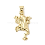 Frog Charms Brass Pendants, Long-Lasting Plated, Rack Plating, Lead Free & Cadmium Free, Real 18K Gold Plated, 25.5x15x4mm, Hole: 4x3.5mm(KK-H529-48G)