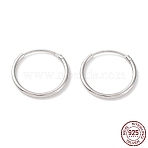 Rhodium Plated 925 Sterling Silver Huggie Hoop Earrings, with S925 Stamp, Real Platinum Plated, 13.5x1x14mm(EJEW-K258-02B-P)