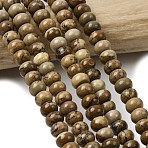 Natural Picture Jasper Beads Strands, Rondelle, 6.5~7x4~4.5mm, Hole: 0.8mm, about 89pcs/strand, 15.35''(39cm)(G-A280-A03-01)
