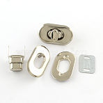 Iron Purse Twist Turn Lock Sets, Platinum, 37x21x15mm(IFIN-R203-63P)