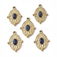 Vacuum Plating 201 Stainless Steel Natural Lapis Lazuli Pendants, Real 18K Gold Plated, Oval Charms, 21x15x4mm, Hole: 1.6mm(STAS-C064-VC917)