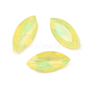 Glass Cabochons, Faceted, Horse Eye, Yellow, 15x7x3.5mm, 42pcs/set(GLAA-N0028-09D)