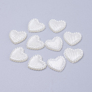 Acrylic Pearl Cabochons, Dyed, Heart, White, 13.5x14x2mm(X-MACR-F024-22)
