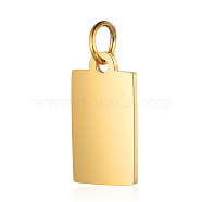 201 Stainless Steel Pendants, Manual Polishing, Rectangle, Stamping Blank Tag, Golden, 15x8x1mm, Hole: 3.5mm(STAS-S105-T633-2-8)