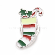 Christmas Sock Enamel Pin, Alloy Badge for Backpack Clothes, Platinum, Colorful, 24x15x1.8mm(JEWB-G010-01P)