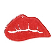 Valentine's Day Theme Opaque Acrylic Pendants, Red, Lip, 27x47.5x2mm, Hole: 1.6mm(SACR-F011-03C)