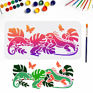 US 1Pc PET Hollow Out Drawing Painting Stencils, 1Pc Art Paint Brushes, for DIY Scrapbook, Photo Album, Lizard Pattern, Painting Stencils: 300x150mm(DIY-MA0001-16)
