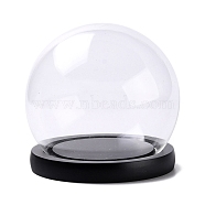 High Borosilicate Glass Cloche Globe Display Dome, with Wooden Base, Black, Finished Product: 12x11.4cm(ODIS-F007-01B)