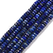 Natural Lapis Lazuli Bead Strands, Faceted, Rondelle, 4x2mm, Hole: 0.7mm, about 157pcs/strand, 15.55 inch(39.5cm)(G-H278-02A)