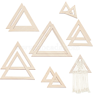 2 Sets Triangle Wood Hoop Rings Macrame for DIY Craft Making, Home Wall Hanging Wreath Decoration, Antique White, 43~130x50~150x2.2mm, inner diameter: 18~100x19.5~115mm, 6pcs/set(DIY-BC0009-97)