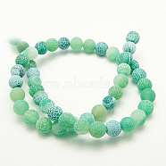 Natural Crackle Agate Beads Strands, Dyed, Round, Grade A, Green, 4mm, Hole: 0.8mm, about 93pcs/strand, 15 inch(G-G055-4mm-4)