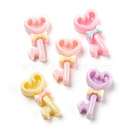Opaque Resin Decoden Cabochons, Heart Shaped Key with Bowknot, Mixed Color, 14.5x8x4.5mm(RESI-C046-12)