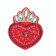 Heart Beading Sequin Rhinestone Costume Accessories, for Valentine's Day, Red, 86x71mm(WG45904-07)