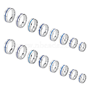 Unicraftale 16Pcs 8 Size Titanium Steel Grooved Finger Rings Set with Enamel for Women, Stainless Steel Color, Inner Diameter: 16.1~23mm, 2Pcs/size(RJEW-UN0002-78)