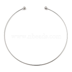 304 Stainless Steel Necklaces, Minimalism Rigid Necklace, with Removable Beads, Stainless Steel Color, Inner Diameter: 5-7/8 inch(15cm)(NJEW-F312-01P)