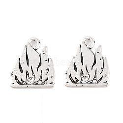 Flame Tibetan Style Alloy Pendants, Campfire, Lead Free & Cadmium Free, Antique Silver, 18x15.5x2mm, Hole: 2mm(X-TIBEP-S295-40AS-RS)