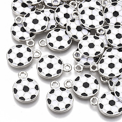 Alloy Enamel Pendants, Sports Charms, FootBall/Soccer Ball, Platinum, White, 16.5x12.5x2mm, Hole: 2mm(X-PALLOY-R091-05P-01)