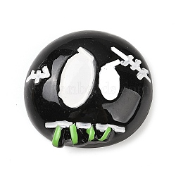 Stitched Doll Head Halloween Opaque Resin Decoden Cabochons, Halloween Jewelry Craft, Black, 26x27.5x9mm(RESI-R446-01I)