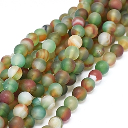 Natural Peacock Agate Beads Strands, Frosted, Dyed & Heated, Round, 8~8.5mm, Hole: 0.8mm, about 48 pcs/Strand, 14.76 inch(37.5 cm)(G-D0005-25-8mm)
