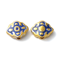 Rack Plating Brass Enamel Beads, Long-Lasting Plated, Cadmium Free & Lead Free, Cloud, Real 18K Gold Plated, 11.5x14.5x6mm, Hole: 2.5mm(KK-P276-37G)