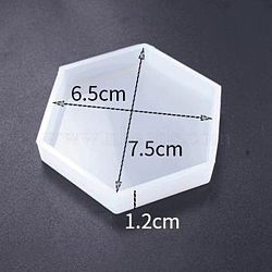 DIY Hexagon Cup Mat Silicone Molds, Coaster Molds, Resin Casting Molds, White, 75x65x12mm(X-SIMO-PW0001-117B-02)