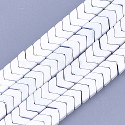 Spray Painted Non-magnetic Synthetic Hematite Beads Strands, Matte Style, Arrow/Chevron, White, 7x8x3mm, Hole: 0.7mm, about 96pcs/strand, 15.9 inch(G-T116-26-16)