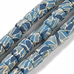 Handmade Polymer Clay Beads Strand, Column, Marine Blue, 6~7.5x5.5~7mm, Hole: 1.7~2.3mm, about 54~65pcs/strand, 15.83~16.69''(40.2~42.4cm)(CLAY-Z002-01J)