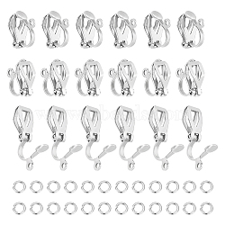 60Pcs 304 Stainless Steel Clip-on Earring Findings, with 100pcs Open Jump Rings, Stainless Steel Color, 12x6x11mm, Hole: 1.2mm(STAS-UN0051-67)