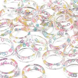 Transparent Resin Star Finger Ring for Women, Mixed Color, US Size 6(16.5mm)(RJEW-T022-028)