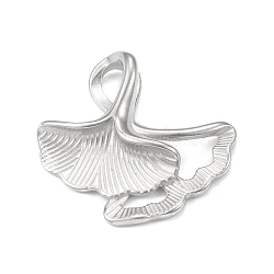 304 Stainless Steel Pendants, Ginkgo Leaf Charm, Stainless Steel Color, 16x17x4mm, Hole: 2x4mm(STAS-F287-08P)