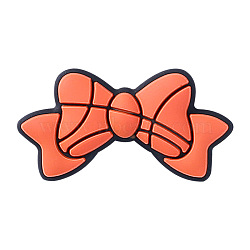 Bowknot Silicone Beads, Chewing Beads For Teethers, DIY Nursing Necklaces Makin, Orange, Basketball, 15x29mm(PW-WGAABD0-01)