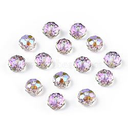 Transparent Electroplate Glass Beads, Faceted, Rondelle, Violet, 6x4.5mm, Hole: 1.2mm, 100pcs/bag(GLAA-L046-02A)