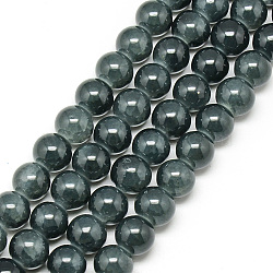 Baking Paint Crackle Glass Bead Strands, Round, Dark Slate Gray, 8mm, Hole: 1.3~1.6mm, about 100pcs/strand, 31.4 inch(DGLA-Q023-8mm-YS35)