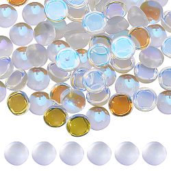 100Pcs Transparent Glass Cabochons, AB Color Plated, Half Round/Dome, Clear AB, 8x4mm(GLAA-SC0001-96)