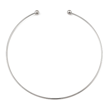 304 Stainless Steel Necklaces, Minimalism Rigid Necklace, with Removable Beads, Stainless Steel Color, Inner Diameter: 5-7/8 inch(15cm)