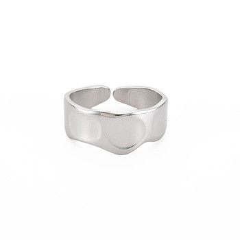 304 Stainless Steel Flat Round Open Cuff Ring for Women, Stainless Steel Color, US Size 9 1/4(19.1mm)